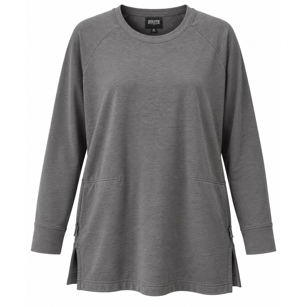 Duluth Trading Co Women M Gray Microfleece Tunic Pullover Utility Top Gorpcore